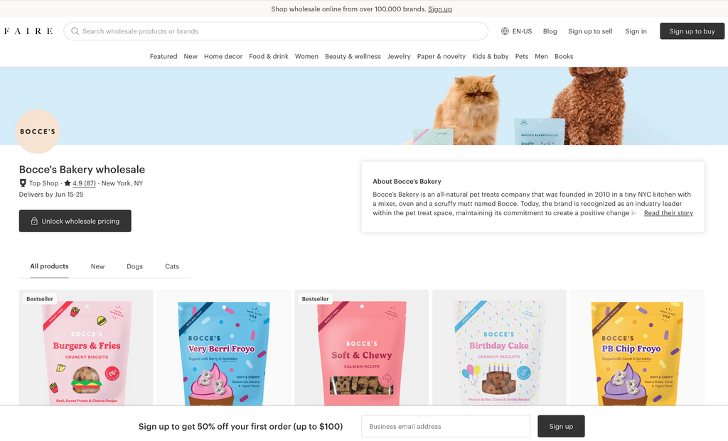 1. Place your order via  faire.com